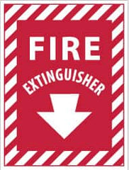 NMC - Fire Extinguisher, Pressure Sensitive Vinyl Fire Sign - 9" Wide x 12" High - Benchmark Tooling