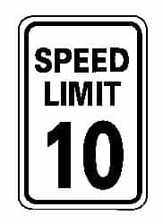 NMC - "Speed Limit 10", 12" Wide x 18" High, Aluminum Speed Limit Signs - 0.063" Thick, Black on White, Rectangle, Post Mount - Benchmark Tooling