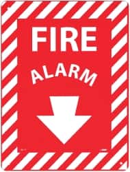 NMC - Fire Alarm, Rigid Plastic Fire Sign - 9" Wide x 12" High, Glow-in-the-Dark - Benchmark Tooling