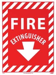 NMC - Fire Extinguisher, Pressure Sensitive Vinyl Fire Sign - 9" Wide x 12" High, Glow-in-the-Dark - Benchmark Tooling