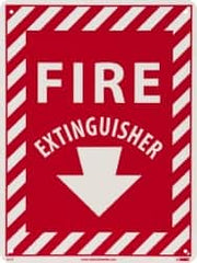 NMC - Fire Extinguisher, Rigid Plastic Fire Sign - 9" Wide x 12" High, Glow-in-the-Dark - Benchmark Tooling