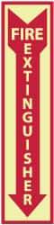 NMC - Fire Extinguisher, Rigid Plastic Fire Sign - 4" Wide x 18" High, Glow-in-the-Dark - Benchmark Tooling