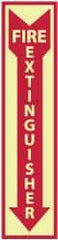 NMC - Fire Extinguisher, Rigid Plastic Fire Sign - 4" Wide x 18" High, Glow-in-the-Dark - Benchmark Tooling