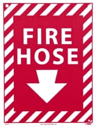 NMC - Fire Hose, Rigid Plastic Fire Sign - 9" Wide x 12" High, Glow-in-the-Dark - Benchmark Tooling