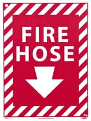 NMC - Fire Hose, Rigid Plastic Fire Sign - 9" Wide x 12" High, Glow-in-the-Dark - Benchmark Tooling