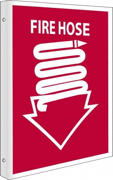 NMC - Fire Hose, Rigid Plastic Fire Sign - 8" Wide x 10" High - Benchmark Tooling