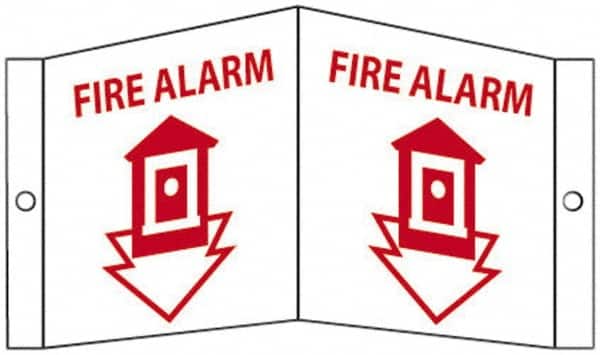 NMC - Fire Alarm, Acrylic Fire Sign - 8-3/4" Wide x 5-3/4" High - Benchmark Tooling
