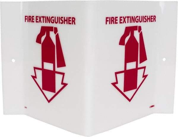 NMC - Fire Extinguisher, Acrylic Fire Sign - 8-3/4" Wide x 5-3/4" High - Benchmark Tooling