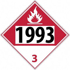 NMC - DOT - Shipping & Vehicle - 1993, 10-3/4" Wide x 10-3/4" High, Rigid Plastic Placard - Black & Red on White, UV Resistant, Chemical Resistant, Graffiti Proof - Benchmark Tooling