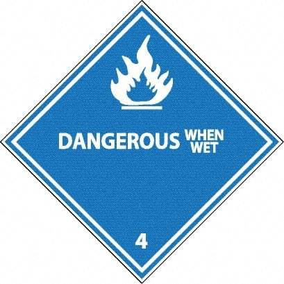 NMC - Dangerous When Wet DOT Shipping Label - 4" High x 4" Wide - Benchmark Tooling