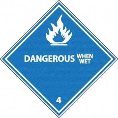 NMC - Dangerous When Wet DOT Shipping Label - 4" High x 4" Wide - Benchmark Tooling