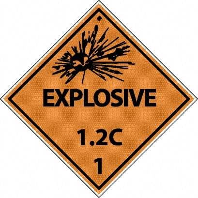 NMC - Explosive 1.2C DOT Shipping Label - 4" High x 4" Wide - Benchmark Tooling
