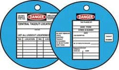 NMC - DANGER - DO NOT REMOVE THIS TAG - EMPLOYEES WORKING ON EQUIPMENT - CENTRAL TAGOUT LOCATED, English Safety & Facility Lockout Tag - Tag Header: Danger, 2 Sides, Black, Red & White Fiber - Benchmark Tooling