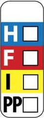 NMC - Hazardous Materials Label - Legend: H - F - I - PP, English, Black, Blue, Red, Yellow & White, 3" Long x 1" High, Sign Muscle Finish - Benchmark Tooling