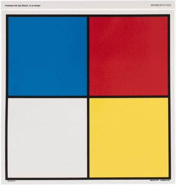 NMC - "Hazardous Materials Systems", 10" Long x 10" Wide, Pressure-Sensitive Vinyl Safety Sign - Square, 0.004" Thick, Use for Hazardous Materials - Benchmark Tooling