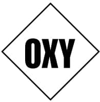 NMC - Hazardous Materials Label - Legend: Oxy, English, Black & White, 2-1/2" Long x 2-1/2" High, Sign Muscle Finish - Benchmark Tooling