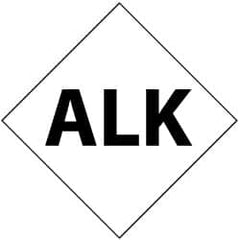 NMC - Hazardous Materials Label - Legend: Alk, English, Black & White, 5" Long x 5" High, Sign Muscle Finish - Benchmark Tooling