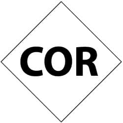 NMC - Hazardous Materials Label - Legend: Cor, English, Black & White, 5" Long x 5" High, Sign Muscle Finish - Benchmark Tooling