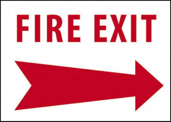 NMC - Fire Exit, Pressure Sensitive Vinyl Fire Sign - 14" Wide x 10" High - Benchmark Tooling