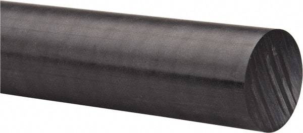 Made in USA - 4' Long, 2-1/2" Diam, Acetal Plastic Rod - Black - Benchmark Tooling