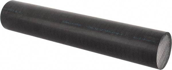 Made in USA - 1' Long, 2-1/4" Diam, Acetal Plastic Rod - Black - Benchmark Tooling