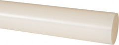 Made in USA - 4' Long, 1-1/2" Diam, PVDF Plastic Rod - White - Benchmark Tooling