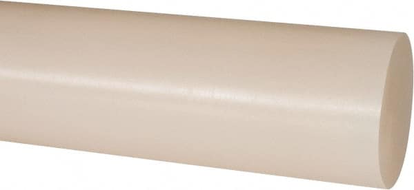 Made in USA - 1' Long, 2" Diam, PVDF Plastic Rod - White - Benchmark Tooling