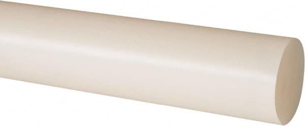 Made in USA - 2' Long, 1-3/8" Diam, Nylon 6/6 Plastic Rod - Natural (Color) - Benchmark Tooling