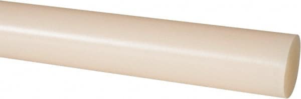 Made in USA - 4' Long, 1-3/8" Diam, Nylon 6/6 Plastic Rod - Natural (Color) - Benchmark Tooling