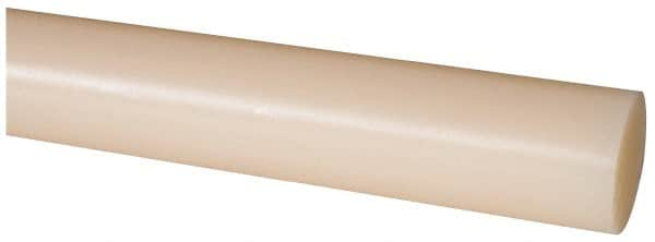 Made in USA - 8' Long, 1-3/8" Diam, Nylon 6/6 Plastic Rod - Natural (Color) - Benchmark Tooling