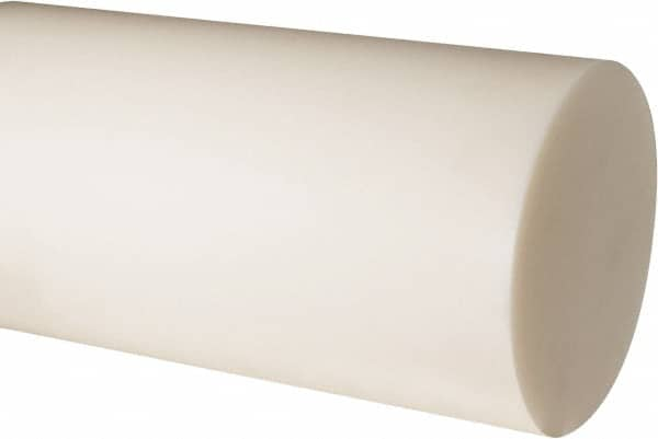 Made in USA - 2' Long, 6" Diam, Nylon 6/6 Plastic Rod - Natural (Color) - Benchmark Tooling