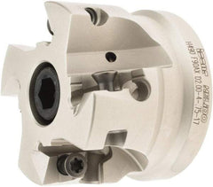 Iscar - 4 Inserts, 2" Cut Diam, 3/4" Arbor Diam, 0.642" Max Depth of Cut, Indexable Square-Shoulder Face Mill - 0/90° Lead Angle, 1.57" High, H490 AN.X 1706 Insert Compatibility, Through Coolant, Series Helido - Benchmark Tooling