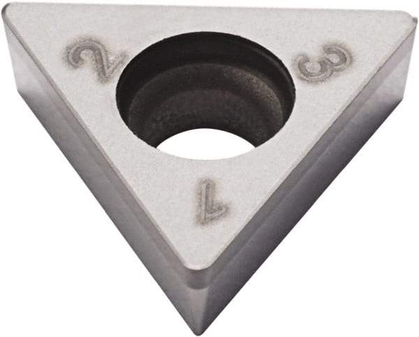 Seco - TCGW21.52 Grade CBN200 PCBN Turning Insert - Uncoated, 60° Triangle, 1/4" Inscr Circle, 3/32" Thick, 1/32" Corner Radius - Benchmark Tooling