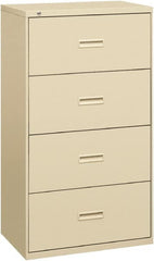 Basyx - 36" Wide x 53-1/4" High x 19-1/4" Deep, 4 Drawer Lateral File - Steel, Putty - Benchmark Tooling