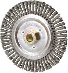 Weiler - 6" OD, 5/8" Arbor Hole, Stringer Bead Steel Wheel Brush - 1/2" Face Width, 1-1/4" Trim Length, 0.023" Filament Diam, 12,500 RPM - Benchmark Tooling