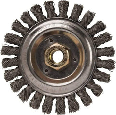 Weiler - 5" OD, 5/8" Arbor Hole, Stringer Bead Steel Wheel Brush - 1/2" Face Width, 7/8" Trim Length, 0.023" Filament Diam, 12,500 RPM - Benchmark Tooling