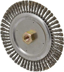 Weiler - 7" OD, 5/8" Arbor Hole, Stringer Bead Steel Wheel Brush - 3/16" Face Width, 1-1/8" Trim Length, 0.02" Filament Diam, 9,000 RPM - Benchmark Tooling