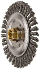 Weiler - 5" OD, 5/8" Arbor Hole, Stringer Bead Steel Wheel Brush - 3/16" Face Width, 7/8" Trim Length, 0.02" Filament Diam, 12,500 RPM - Benchmark Tooling