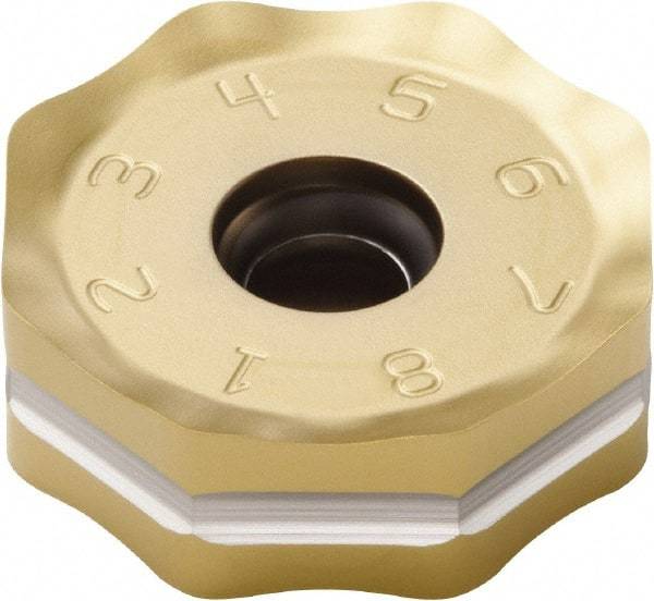 Seco - ONMU090520 ME13 Grade F40M Carbide Milling Insert - TiAlN/TiN Finish, 0.228" Thick, 0.866" Inscribed Circle - Benchmark Tooling