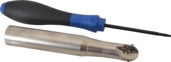 Seco - 5/8" Cut Diam, 0.55" Max Depth of Cut, 3/4" Shank Diam, 4.78" OAL, Indexable Ball Nose End Mill - Straight Shank, R218.20 Toolholder, 218.20-080.R Insert - Benchmark Tooling