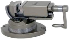 Gibraltar - 6" Jaw Width, 6" Jaw Opening Capacity, 2-Way Angle Swivel Machine Vise - Manual Operation, 1 Station, 22-1/4" Long x 1-3/4" Deep, Cast Iron - Benchmark Tooling