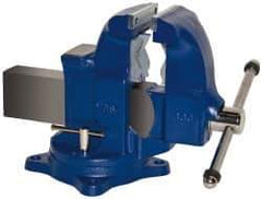 Gibraltar - 5" Jaw Width x 7-1/2" Jaw Opening Capacity, 6" Throat Depth, Bench & Pipe Combination Vise - 1/8 to 4-1/2" Pipe Capacity, Swivel Base, Bolt Down Attachment, Ductile Iron - Benchmark Tooling