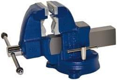 Gibraltar - 3-1/2" Jaw Width x 4" Jaw Opening Capacity, 4-1/2" Throat Depth, Bench & Pipe Combination Vise - 1/8 to 2-1/2" Pipe Capacity, Swivel Base, Bolt Down Attachment, Ductile Iron - Benchmark Tooling