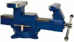 Gibraltar - 6-1/2" Jaw Width x 7" Jaw Opening Capacity, 4" Throat Depth, Bench & Pipe Combination Vise - 1/8 to 3-1/2" Pipe Capacity, Swivel Base, Bolt Down Attachment, Ductile Iron - Benchmark Tooling