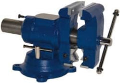 Gibraltar - 5" Jaw Width x 5" Jaw Opening Capacity, 4" Throat Depth, Bench & Pipe Combination Vise - 1/8 to 3-1/2" Pipe Capacity, Swivel Base, Bolt Down Attachment, Ductile Iron - Benchmark Tooling