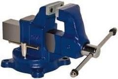 Gibraltar - 3" Jaw Width, 4" Opening Capacity, 3" Throat Depth, Ductile Iron Swivel Bench Vise - Bolt Down Base Attachment - Benchmark Tooling