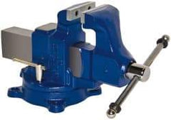 Gibraltar - 4" Jaw Width, 6-1/2" Opening Capacity, 4" Throat Depth, Ductile Iron Swivel Bench Vise - Bolt Down Base Attachment - Benchmark Tooling