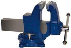 Gibraltar - 6" Jaw Width, 10" Opening Capacity, 6-1/4" Throat Depth, Ductile Iron Swivel Bench Vise - Bolt Down Base Attachment - Benchmark Tooling