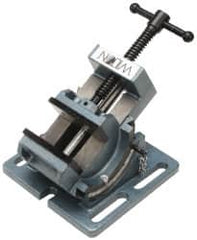 Wilton - 3" Jaw Opening Capacity x 1-1/8" Throat Depth, Angle Drill Press Vise - 3" Wide x 1-1/8" High Jaw, Stationary Base, Standard Speed, 6" OAL x 4" Overall Height, Cast Iron - Benchmark Tooling