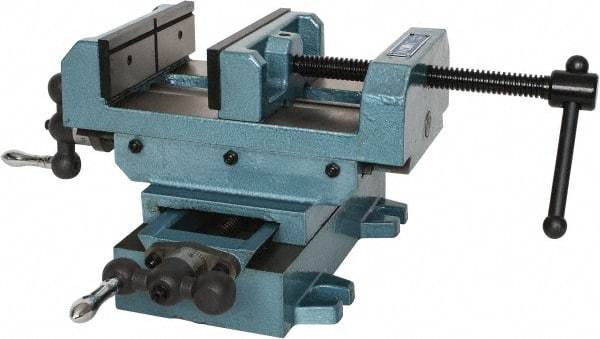 Wilton - 6" Jaw Opening Capacity x 2" Throat Depth, Horizontal Drill Press Vise - 6" Wide x 2" High Jaw, Cross Slide Base, Standard Speed, 9-1/2" OAL x 7-1/4" Overall Height, Cast Iron - Benchmark Tooling